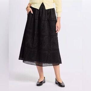 1.STATE Women's Embroidered Black Long Black skirt